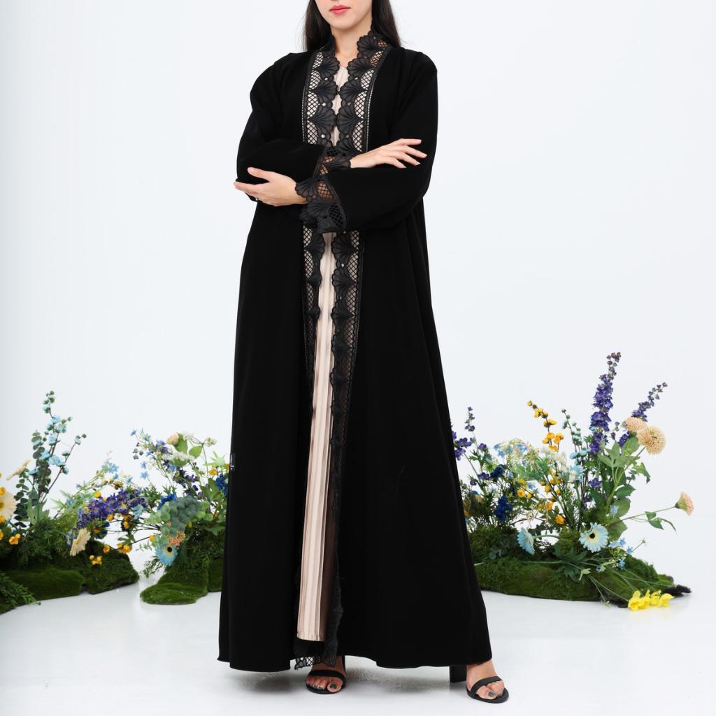Black Lace Abaya - Image 3